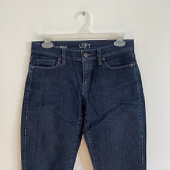 ANN TAYLOR LOFT Modern Skinny Jeans Dark Wash Zip Fly Full Length sz 4 / 27 W27 - Picture 4 of 12